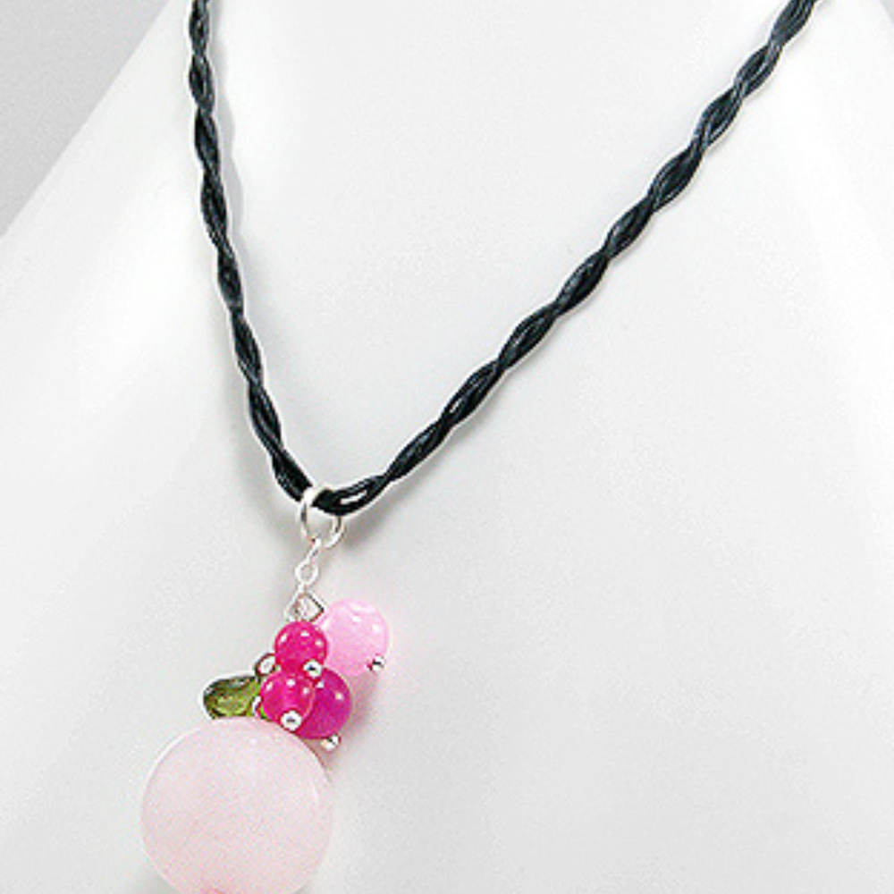 Natural Gemston Pendant with Genuine Leather Chain